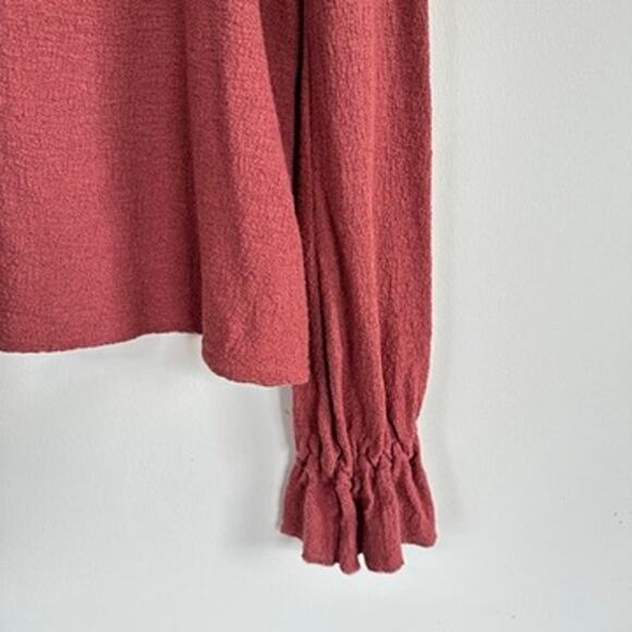 Texture & Thread Madewell Ruffle Ruffle-Cuff Top Boat Neck Long Sleeve SMALL - Picture 4 of 12